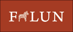 Bild på Falu kommuns logotyp i vitt.