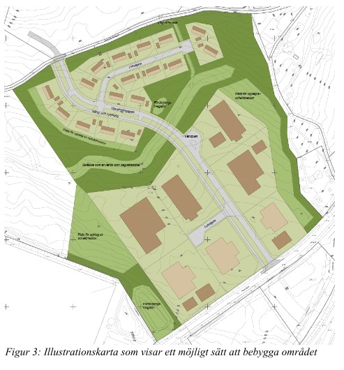 Illustration från planbeskrivningen till detaljplan för Verksamheter och bostäder norr om Västra Tallen