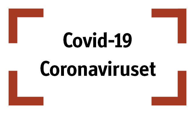 Banner med texten covid-19, coronaviruset.